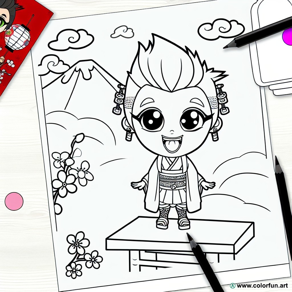 Japanese manga coloring page