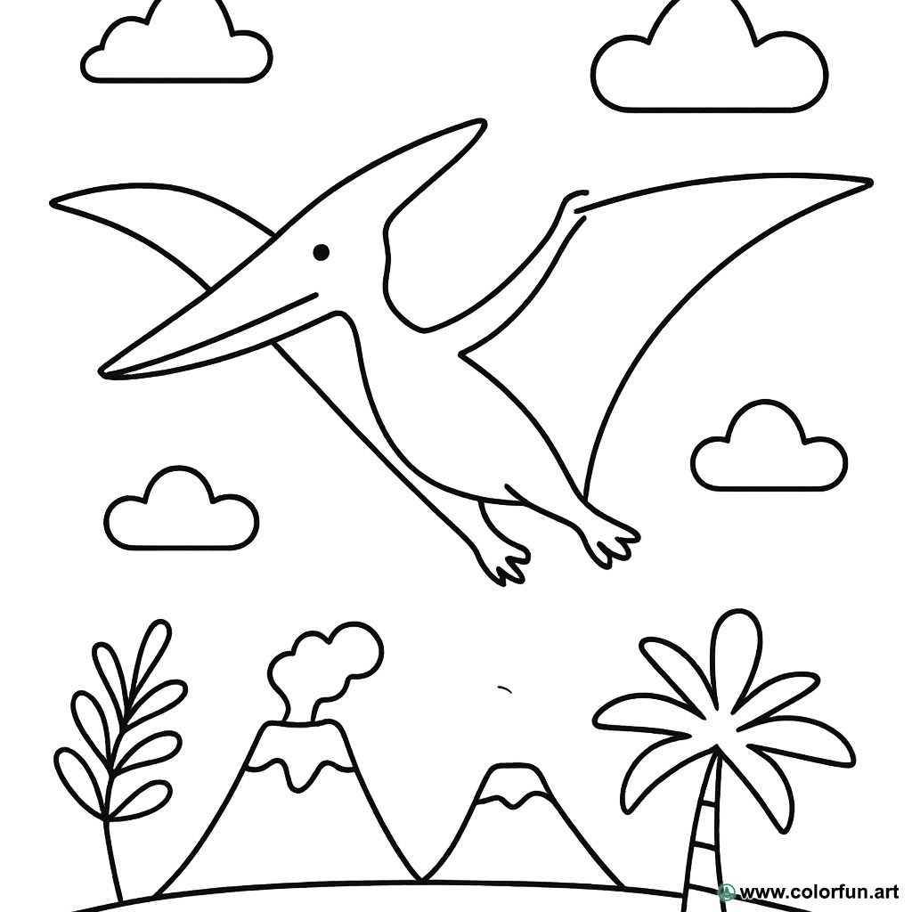 Realistic pterodactyl coloring page