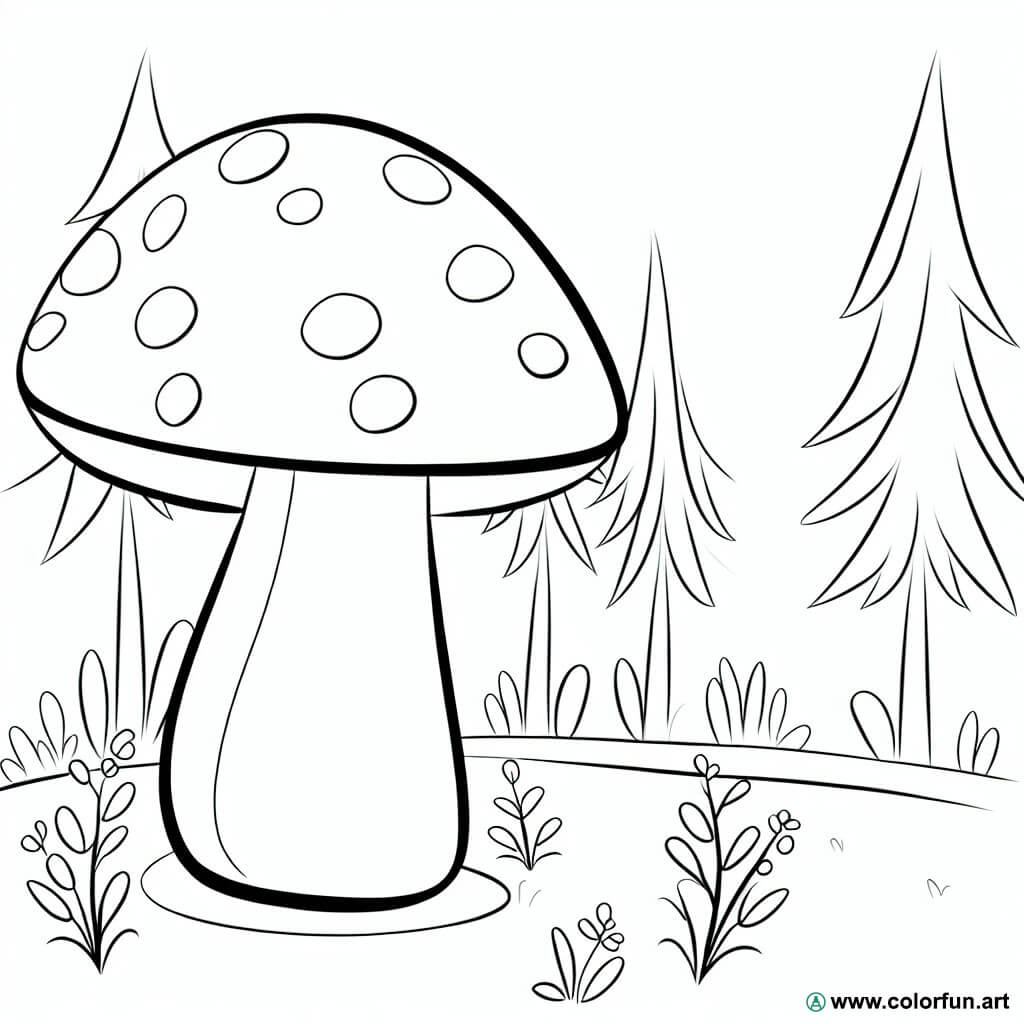 Coloring Page Of A Mushroom In The Forest Download Or Print For Free Coloring page of a mushroom in the forest download or print for free