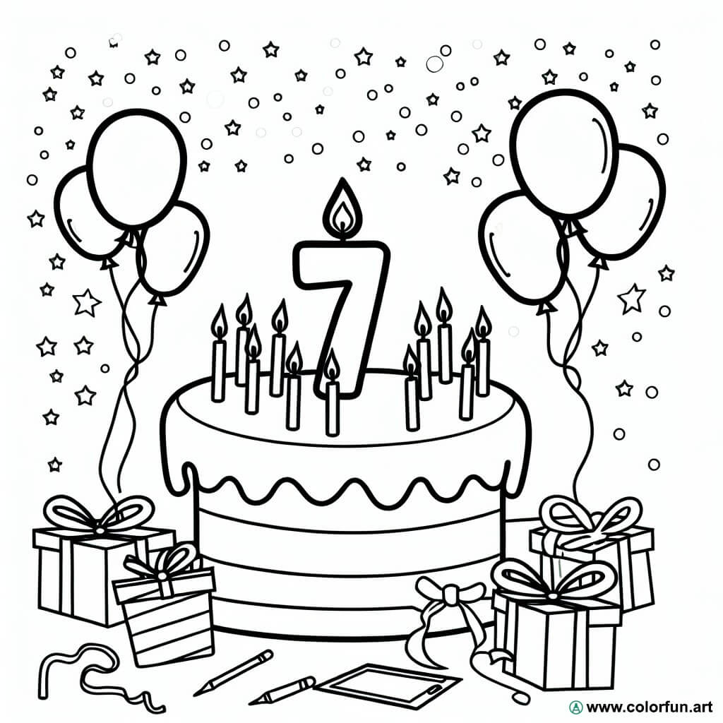 Unique Party Palloncini Lattice Happy 7th Birthday - Confezione Da 10, 23 Cm, Colori Assortiti, Per Festa Compleanno