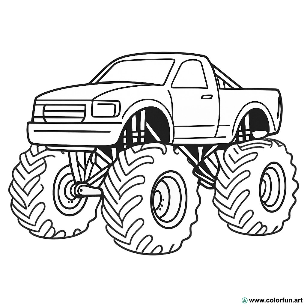 coloring page realistic monster truck