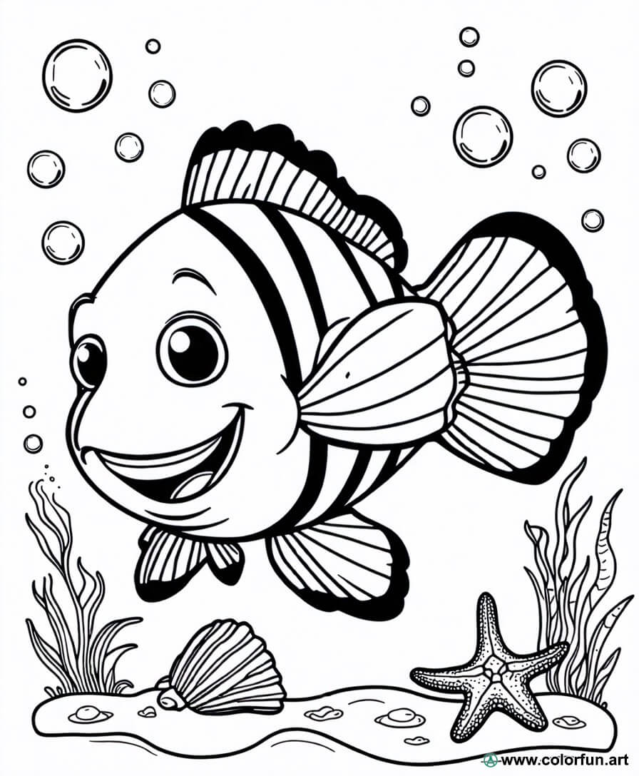 Happy clownfish coloring page Download or Print for free