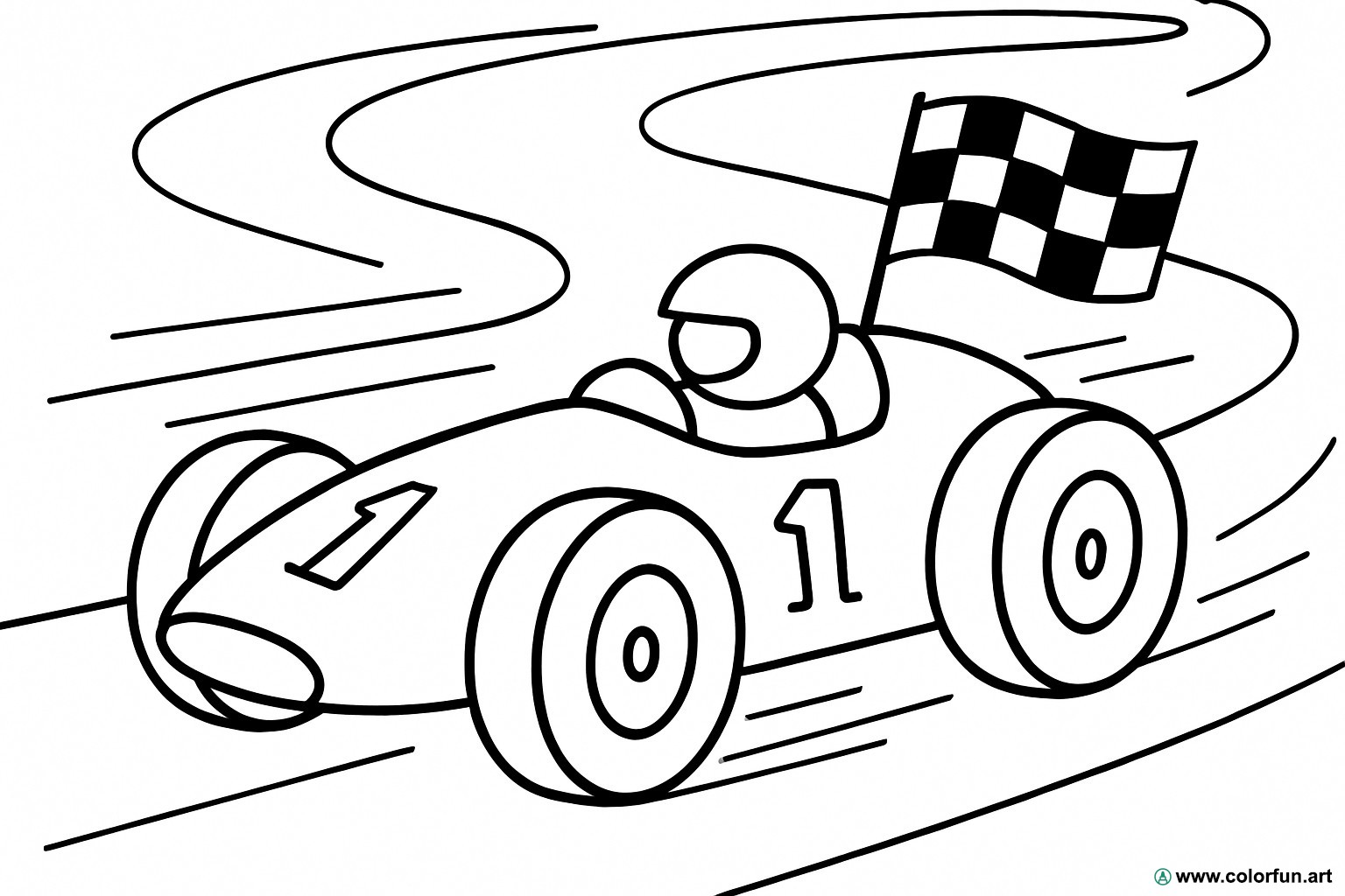 Vintage racing car coloring page